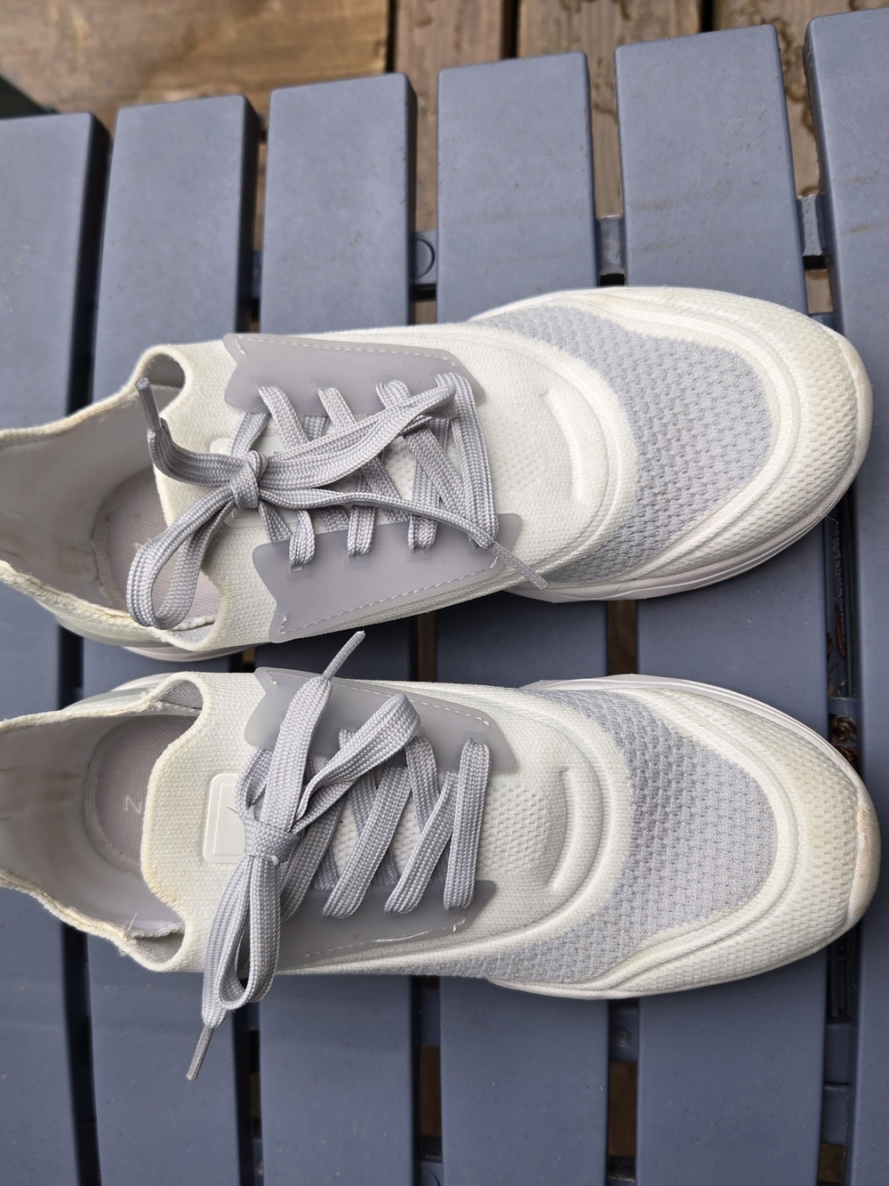 Nautica Gray & Cream Women's Knit Sneakers - Lightweight Comfort